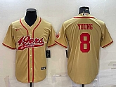 Men's San Francisco 49ers #8 Steve Young Gold With Patch Cool Base Stitched Baseball Jersey,baseball caps,new era cap wholesale,wholesale hats